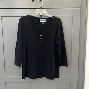 {Karen Scott}Women’s Sz 0X Black 3/4 Sleeve T-shirt